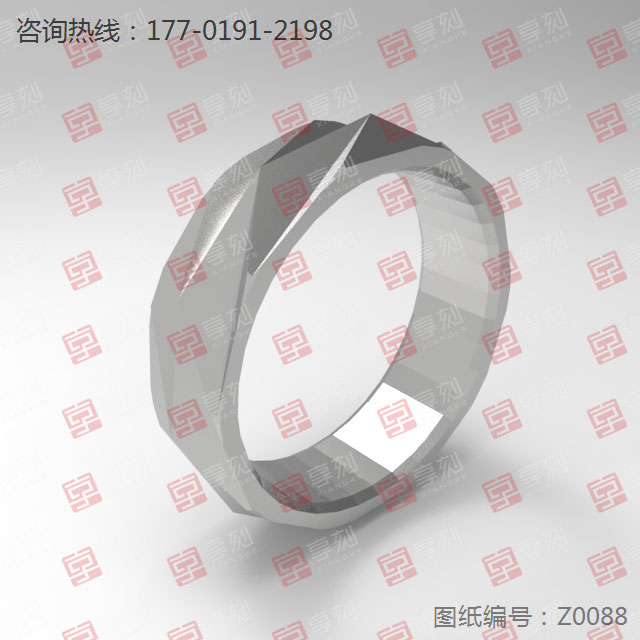 菱紋戒指金屬金銀銅戒指雕刻模型圖