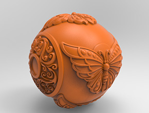 蝴蝶珠子玉石精雕電腦圖紙_五軸雕刻機廠家