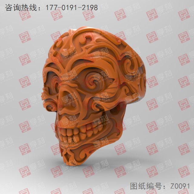 骷顱戒指3d電腦模型圖stl立體_享刻五軸雕刻機