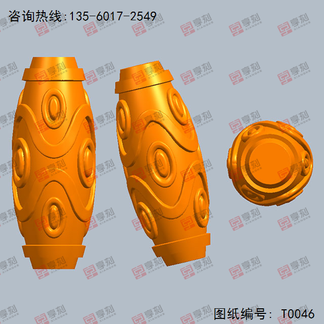 九眼天珠桶珠電腦雕刻圖模型立體圖