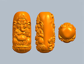 天珠象神桶珠電腦雕刻圖模型立體圖_享刻數控雕