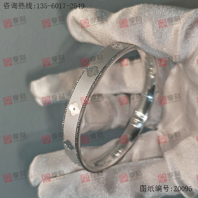釘珠四葉草銅銀手鐲雕刻模型圖_金銀首飾cnc雕刻機(jī)