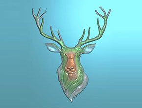 圣誕馴鹿單頭浮雕圖紙_玉石雕刻機(jī)廠家