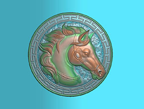 馬頭硬幣玉石雕刻電腦圖紙_享刻玉石雕刻