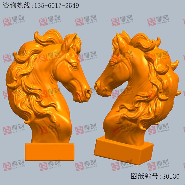 馬頭首生肖馬模型圖紙_五軸雕刻機廠家