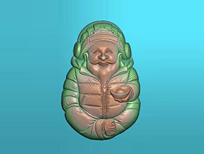 拿元寶穿羽絨服財(cái)神雕玉石電腦雕刻圖紙_享刻玉