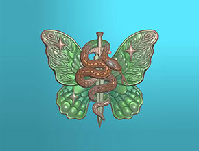 蝴蝶劍蛇玉石電腦雕刻圖紙_享刻玉石雕刻機