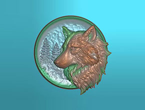 圓牌狼頭玉石電腦雕刻圖紙_享刻玉石雕刻機