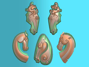 仿古生肖龍鳳馬頭雜件玉石雕刻電腦圖紙