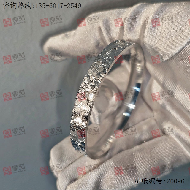 櫻花碎碎冰銅銀手鐲雕刻模型圖_金銀首飾cnc雕刻機(jī)