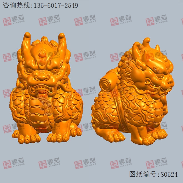 麒麟背書立體3d模型圖stl_享刻五軸雕刻機(jī)