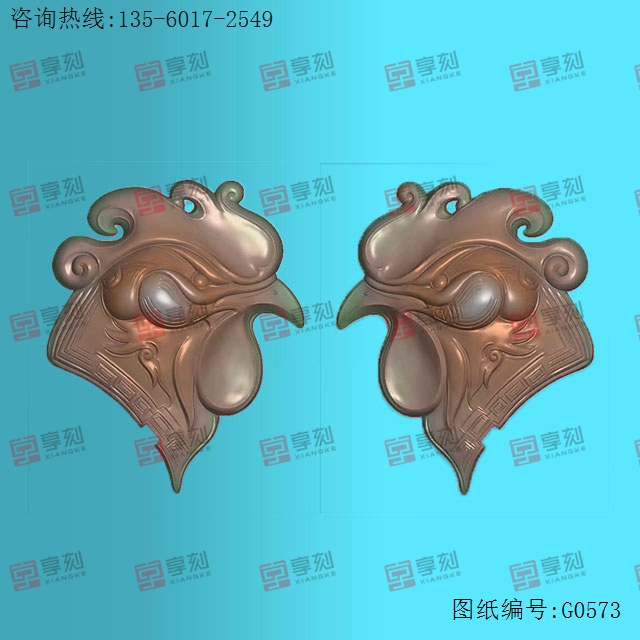 雙面雞首玉石電腦雕刻圖紙_享刻玉石雕刻機